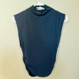 Free People Beach Dark Blue Muscle Tee Tank with Raw Hem Size XS